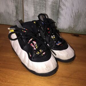 NIKE Little Posite One PS SNEAKERS 9C Kids White Black Yellow DJ5799-100 shoes